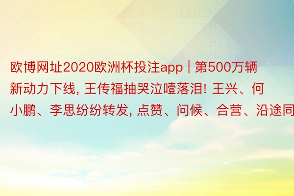 欧博网址2020欧洲杯投注app | 第500万辆新动力下线, 王传福抽哭泣噎落泪! 王兴、何小鹏、李思纷纷转发, 点赞、问候、合营、沿途同业