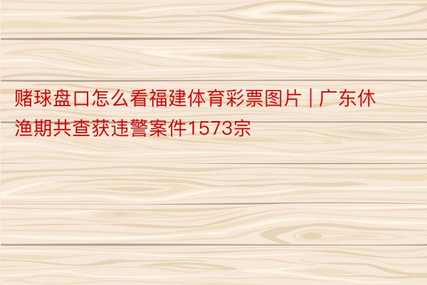 赌球盘口怎么看福建体育彩票图片 | 广东休渔期共查获违警案件1573宗