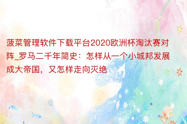 菠菜管理软件下载平台2020欧洲杯淘汰赛对阵_罗马二千年简史：怎样从一个小城邦发展成大帝国，又怎样走向灭绝